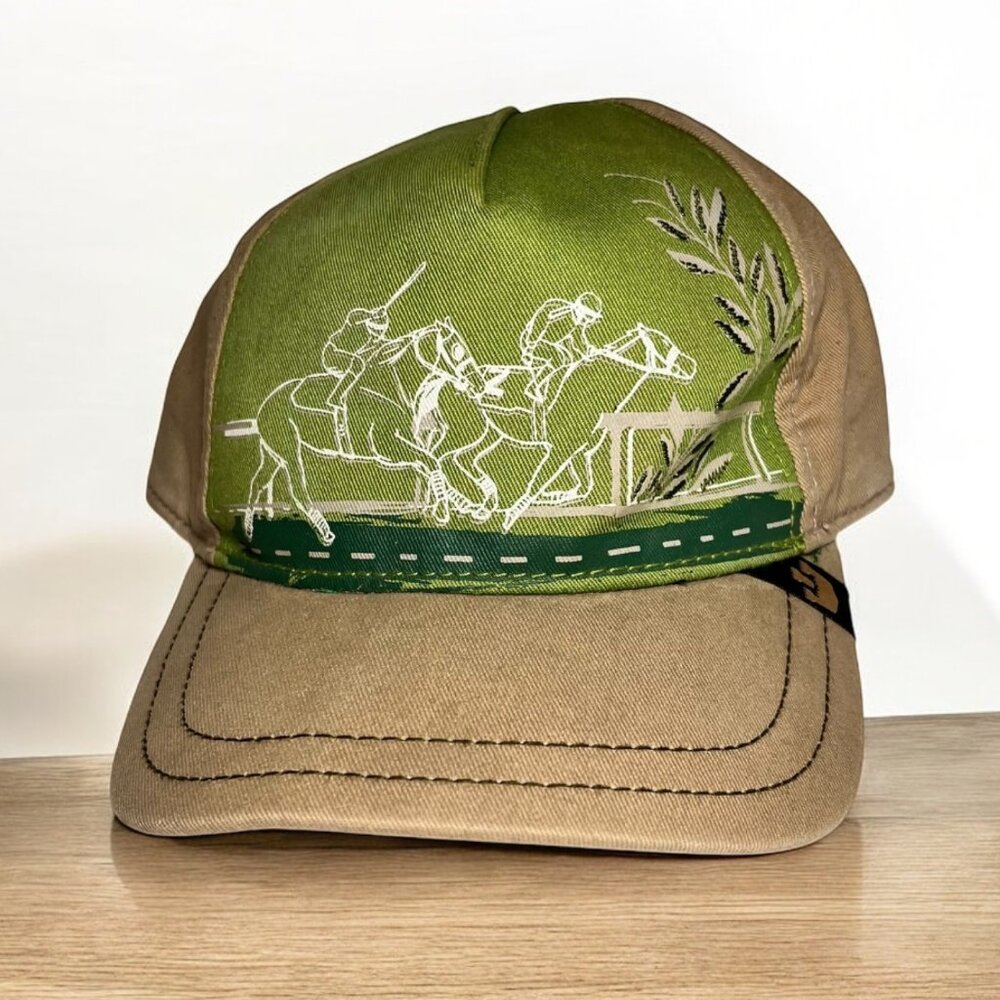 Goorin Bros Kids Green‎ & Tan Baseball Cap With Equestrian Print Adjustable